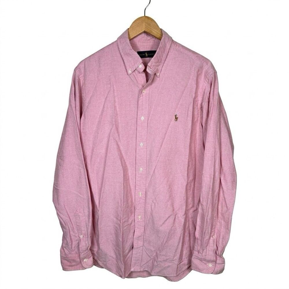 Ralph Lauren Pink Button Down Classic Fit Dress Shirt Mens Large Flesh Pony
